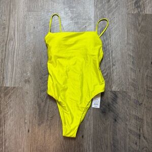 🍋 Shade & Shore Neon Lime High Leg One-Piece Swimsuit - Small NWT